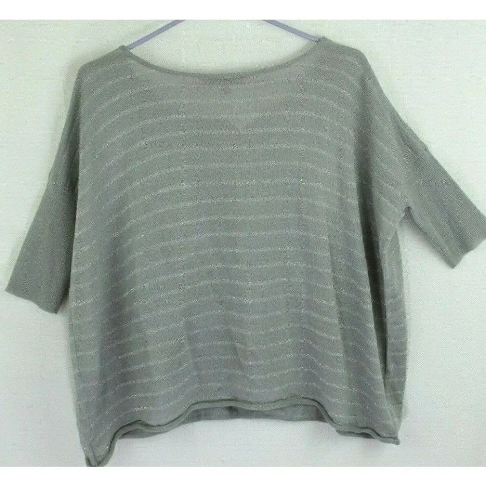 Derek Heart M Sweater pullover Striped metallic cropped NEW Womens